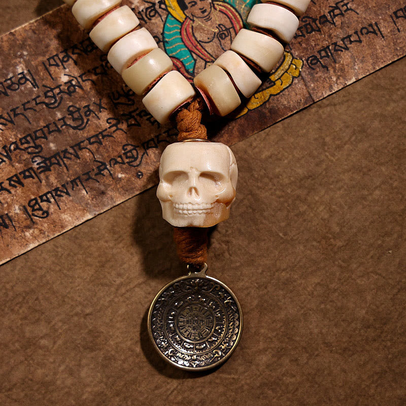 Tibetan Natural Yak Bone The Lord Of The Corpse Forest Dice Chinese Zodiac Nine Palaces Eight Diagrams Strength Wrist Mala