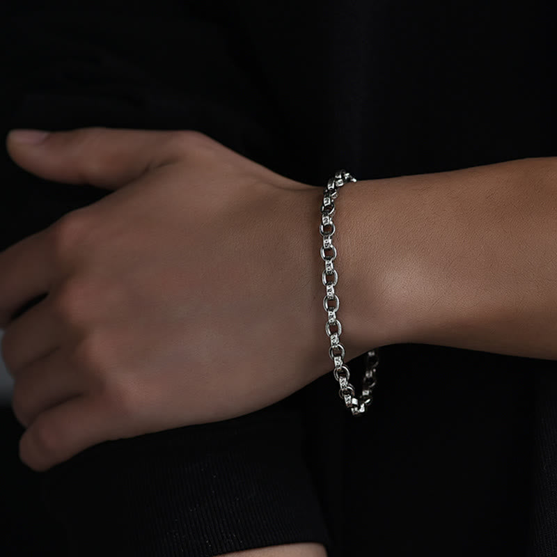 925 Sterling Silver Om Mani Padme Hum Carved Design Creativity Metal Bracelet