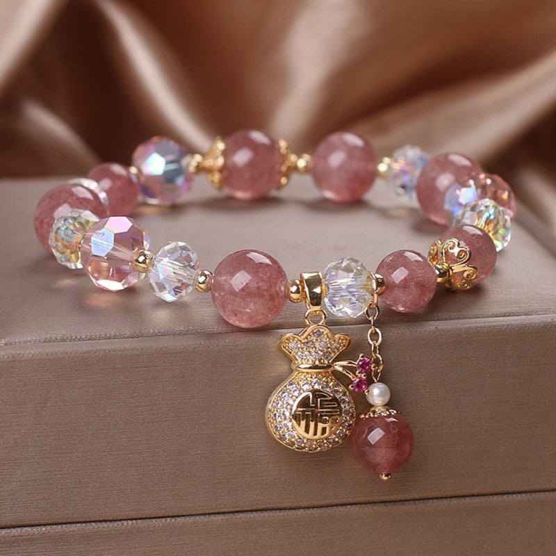 Strawberry Quartz Heart Bracelet