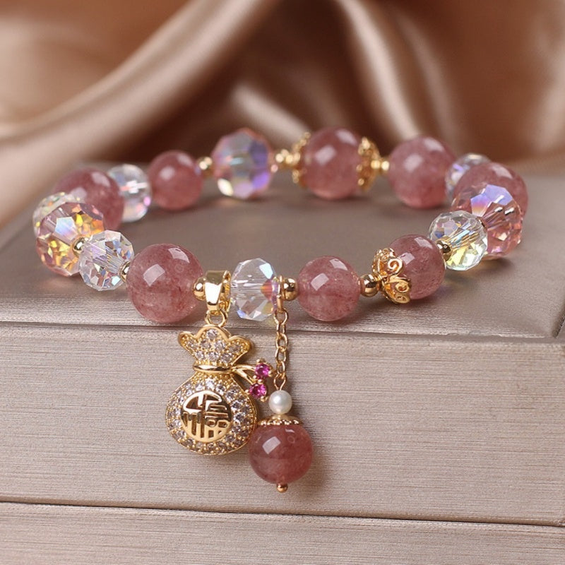 Strawberry Quartz Heart Bracelet