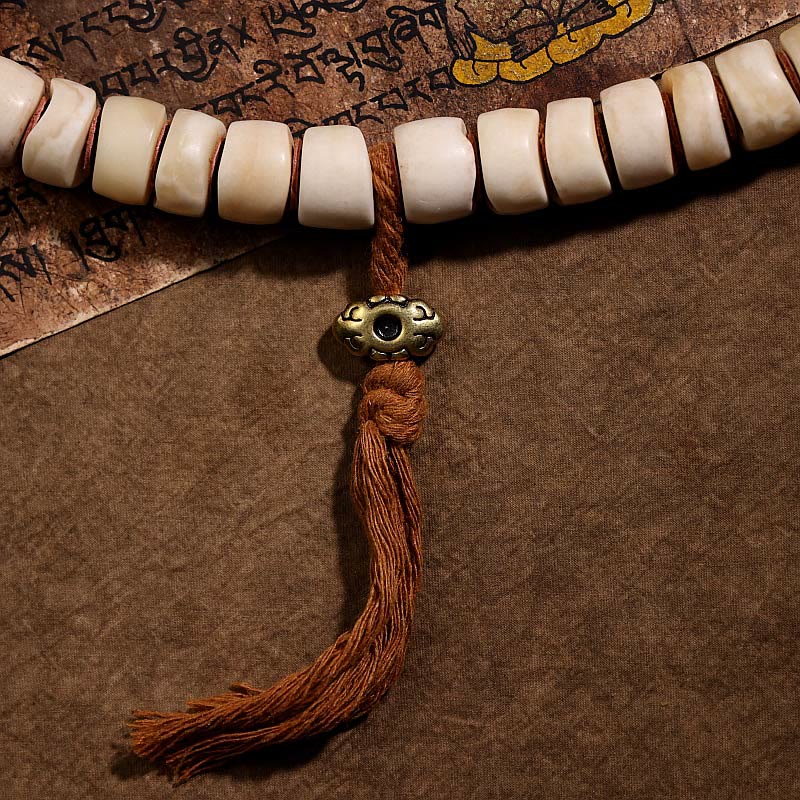 Tibetan Natural Yak Bone The Lord Of The Corpse Forest Dice Chinese Zodiac Nine Palaces Eight Diagrams Strength Wrist Mala