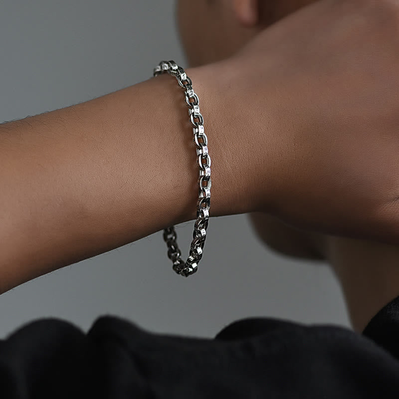 925 Sterling Silver Om Mani Padme Hum Carved Design Creativity Metal Bracelet