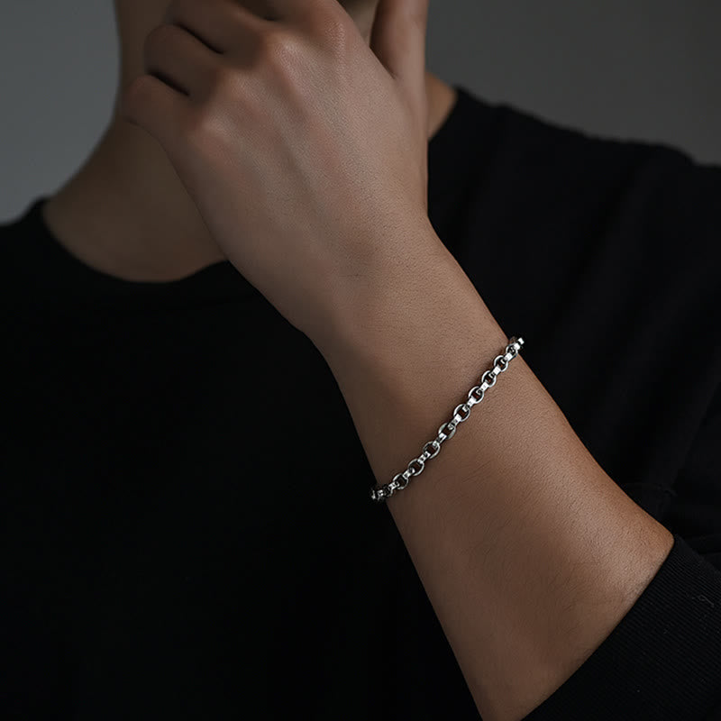 925 Sterling Silver Om Mani Padme Hum Carved Design Creativity Metal Bracelet