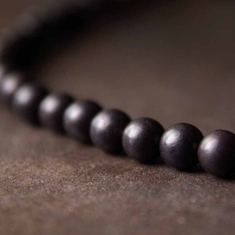Ebony Wood Dzi Bead Copper Protection Couple Bracelet