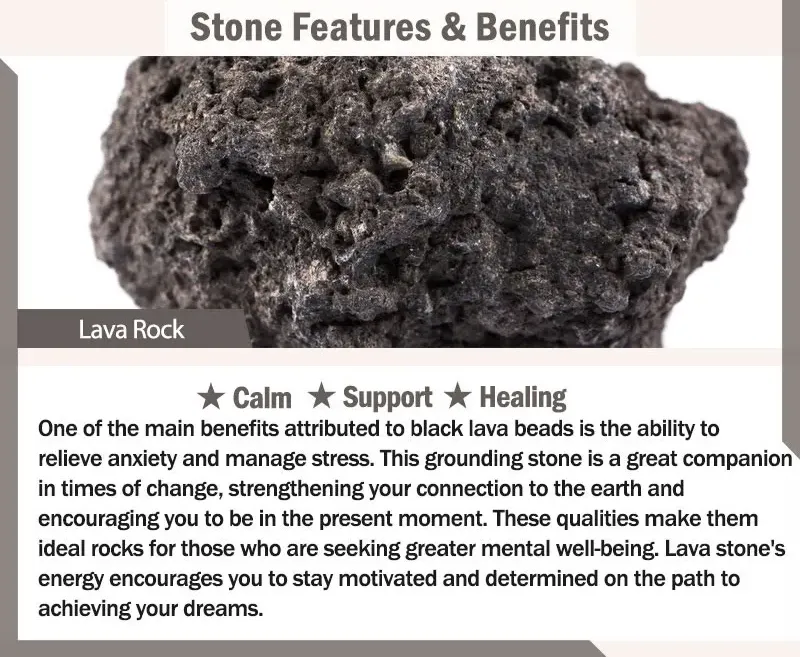 Buddha Stones Lava Rock Stone Copper Balance Cuff Bracelet Bangle Bracelet BS 2