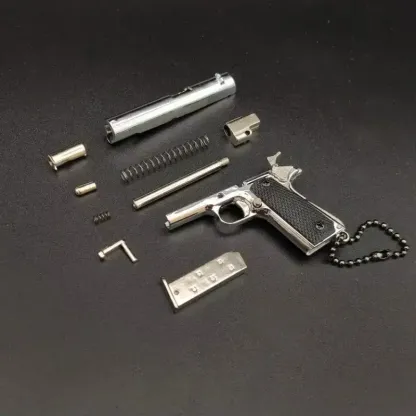 Mini Pistol Keychain - Exquisitely Detailed with Metallic Finish