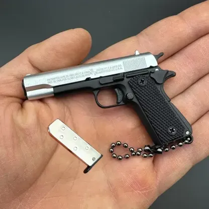 Mini Pistol Keychain - Exquisitely Detailed with Metallic Finish