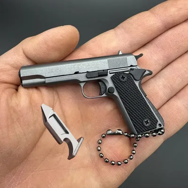 Mini Pistol Keychain - Exquisitely Detailed with Metallic Finish