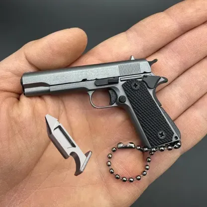 Mini Pistol Keychain - Exquisitely Detailed with Metallic Finish