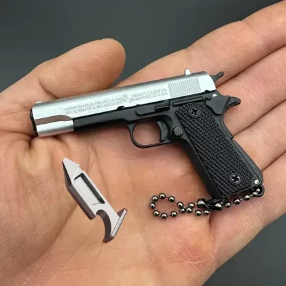 Mini Pistol Keychain - Exquisitely Detailed with Metallic Finish