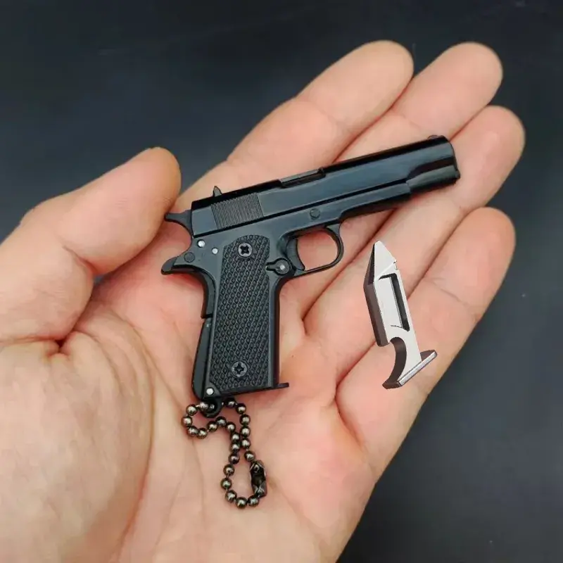 Mini Pistol Keychain - Exquisitely Detailed with Metallic Finish