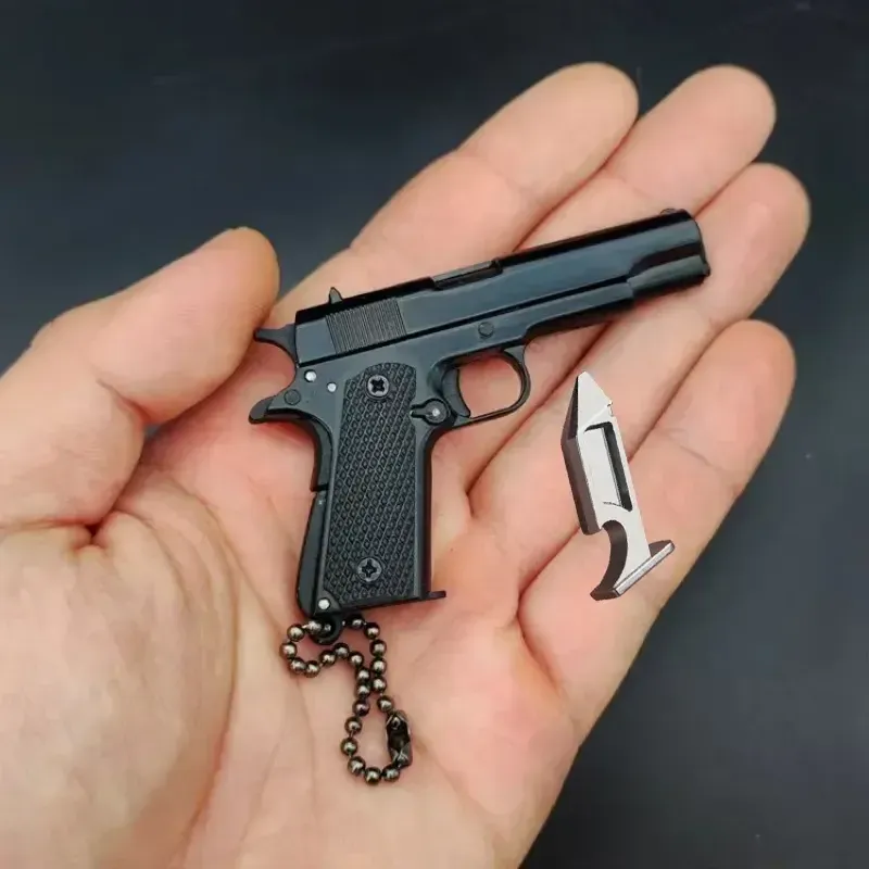 Mini Pistol Keychain - Exquisitely Detailed with Metallic Finish