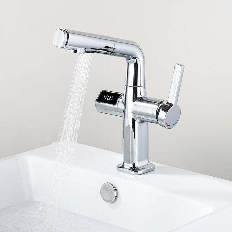 Elegant House Brass Aqua View Bathroom Digital Faucet