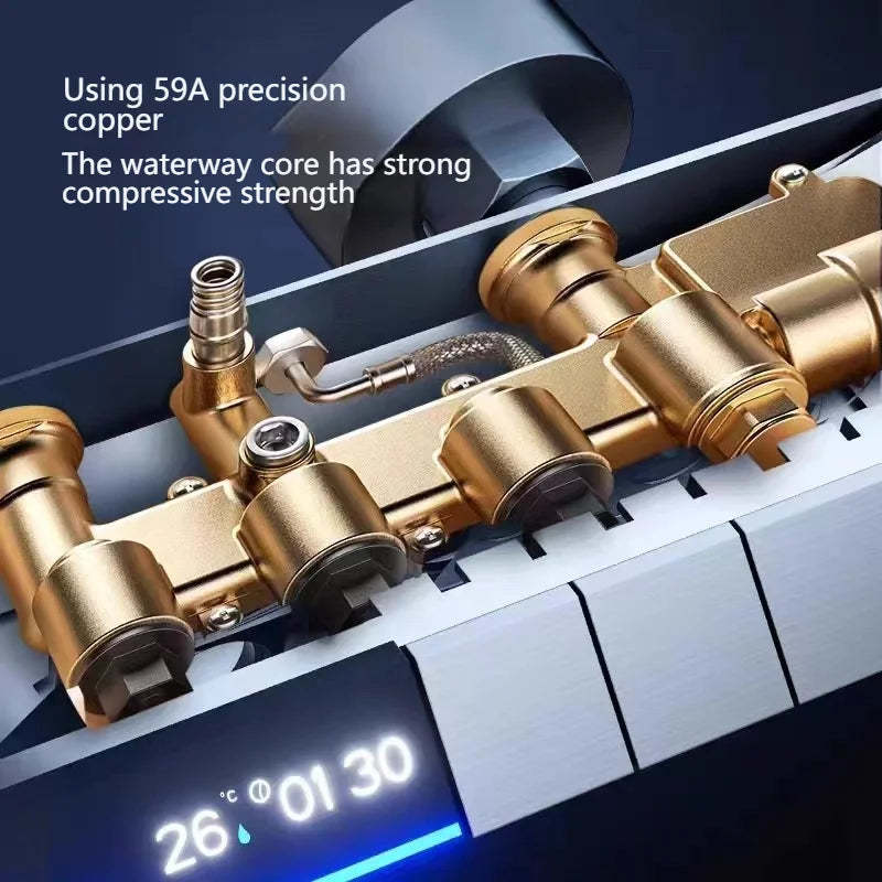 Full Copper Digital Display Piano Key Shower Set