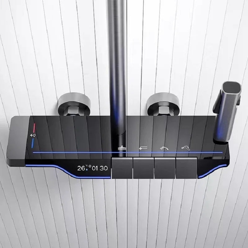 Full Copper Digital Display Piano Key Shower Set