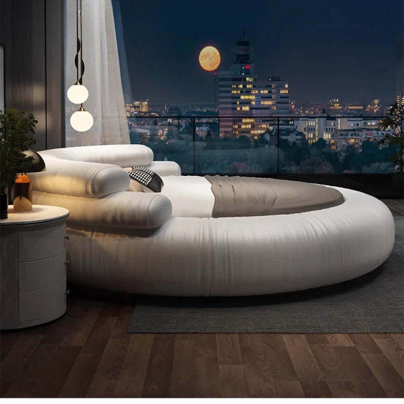 Italian Style Minimalist Circle Leather Dream Master Bed