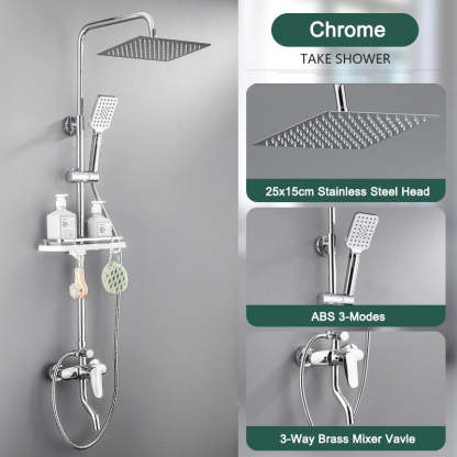 Elegant Piano Style Rainfall Bathroom Shower Set