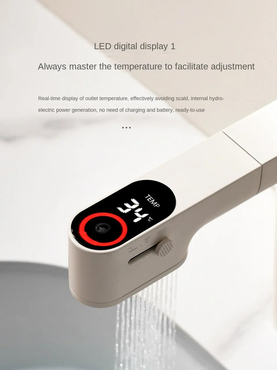 Three-Mode Waterflow LED Display Smart Faucet