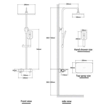 Elegant Piano Style Rainfall Bathroom Shower Set