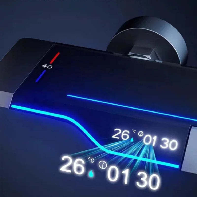 Full Copper Digital Display Piano Key Shower Set