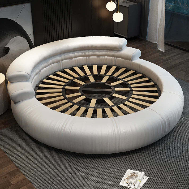 Italian Style Minimalist Circle Leather Dream Master Bed