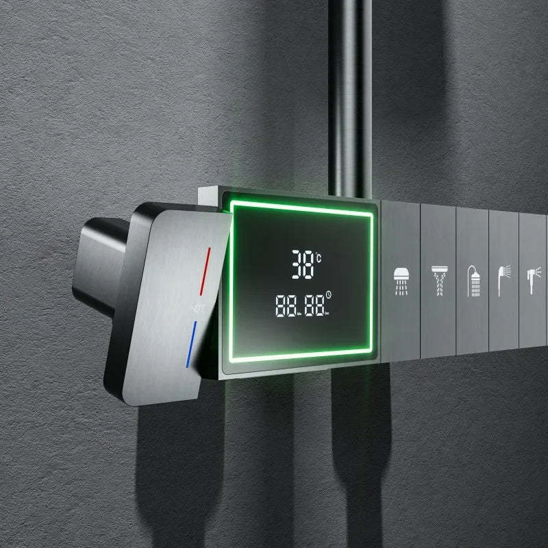 Rhythmic Rain Piano Key Style Control Elegant Rainfall Shower Set