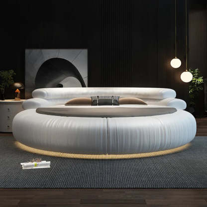 Italian Style Minimalist Circle Leather Dream Master Bed