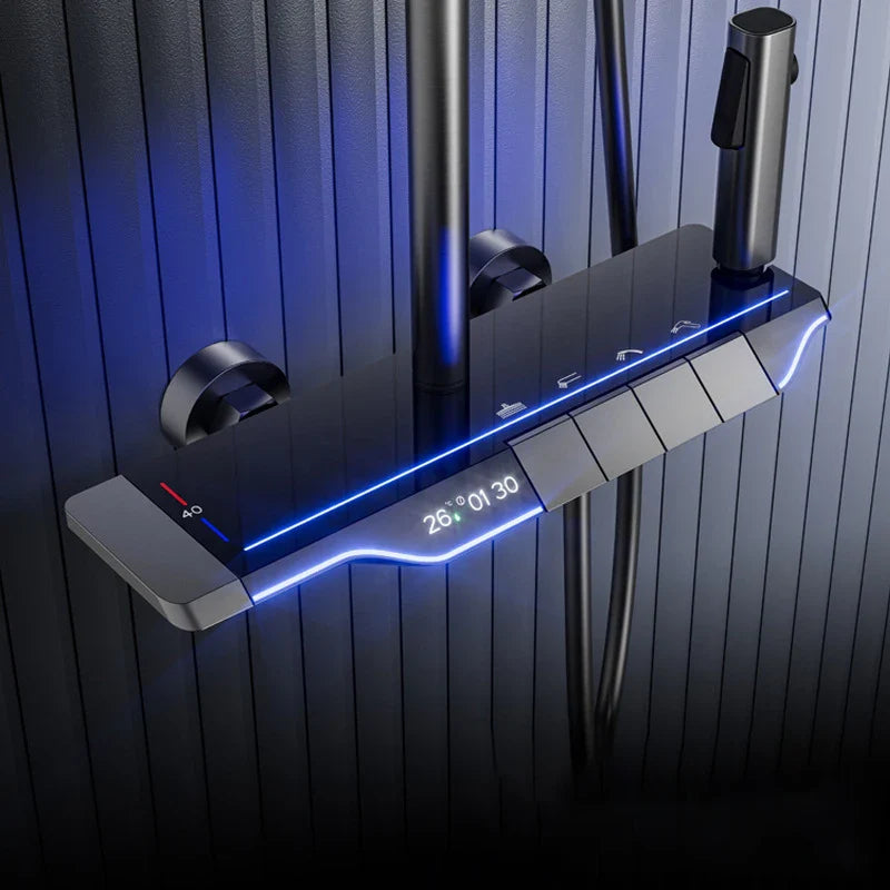 Full Copper Digital Display Piano Key Shower Set