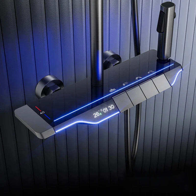 Full Copper Digital Display Piano Key Shower Set