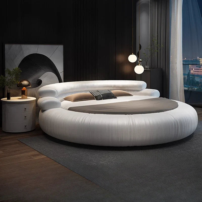 Italian Style Minimalist Circle Leather Dream Master Bed
