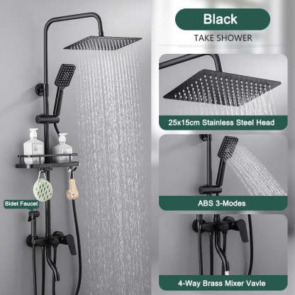 Elegant Piano Style Rainfall Bathroom Shower Set