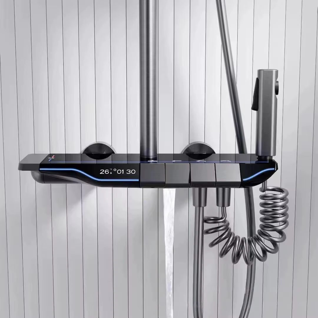 Full Copper Digital Display Piano Key Shower Set