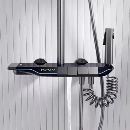 Full Copper Digital Display Piano Key Shower Set