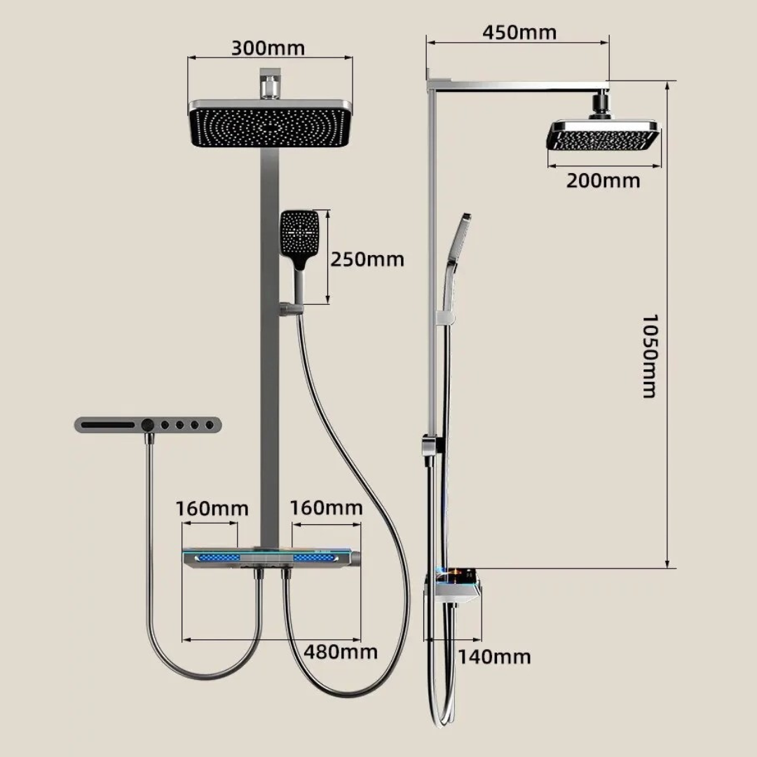 Thermostatic Rainfall Aura Shower Set