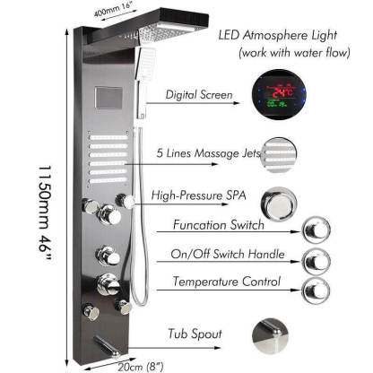 Elegant Digital Massage System Digital Led Panel Shower Sets