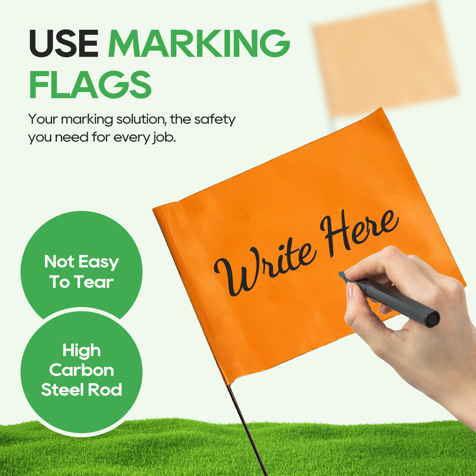 PVC MARKING FLAG - 4"x 5"x 15"/ 10 x 13 x 38 CM