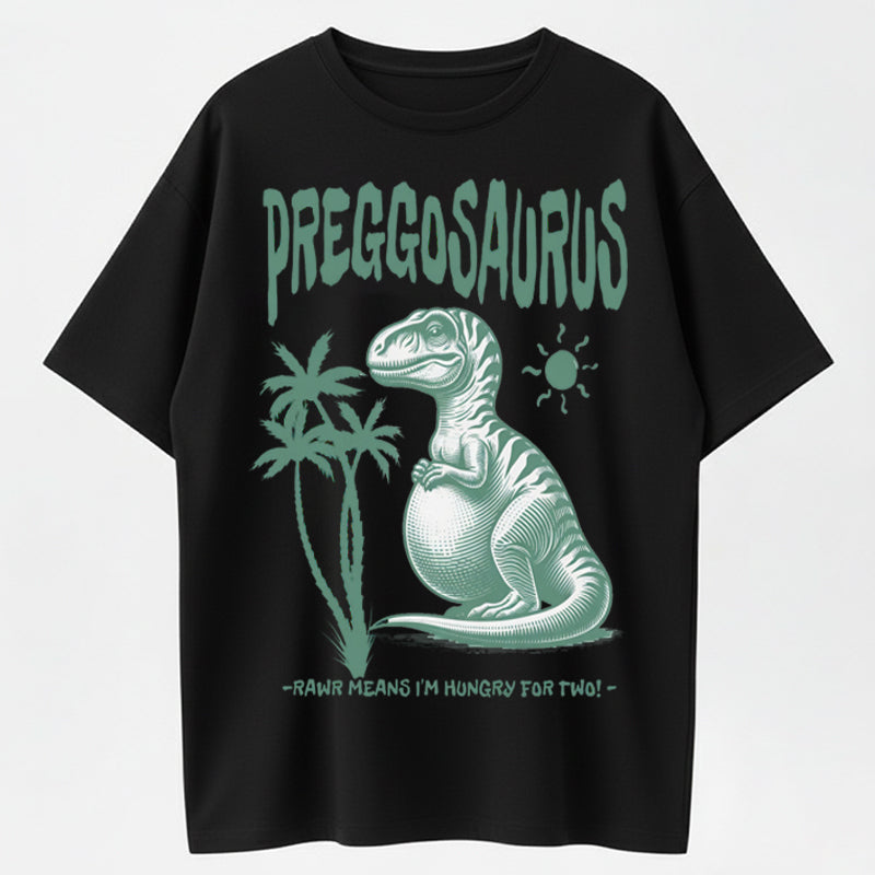 Preggosaurus Rawr Means I'm Hungry For Two Pregnancy Announcement Tee