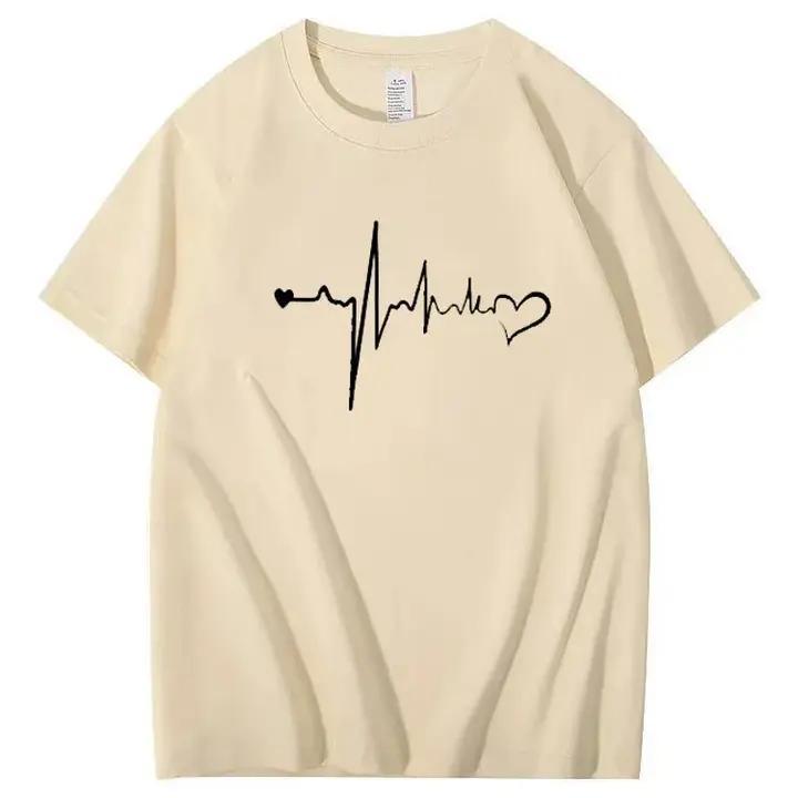 Heartbeat and Heart Line Minimalist Short-Sleeve T-Shirt