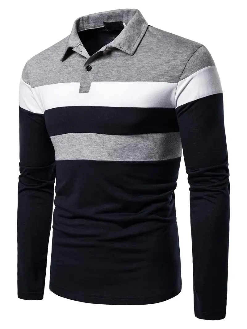 Men's Patchwork Print Long Sleeve Polo Shirt, Polo Style Regular Fit Casual Button Front Collared Top for Fall & Winter, Men's Clothes for Daily Wear, Fabric, Menswear, Casual Polo Shirts, Buttoned Polo Shirt Men's Patchwork Print Long Sleeve Polo Shirt, Polo Style Regular Fit Casual Button Front Collared Top for Fall & Winter, Men's Clothes for Daily Wear, Fabric, Menswear, Casual Polo Shirts, Buttoned Polo Shirt