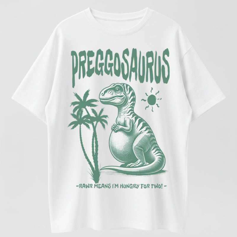 Preggosaurus Rawr Means I'm Hungry For Two Pregnancy Announcement Tee