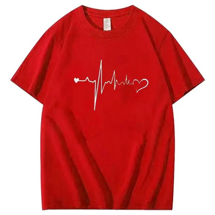 Heartbeat and Heart Line Minimalist Short-Sleeve T-Shirt