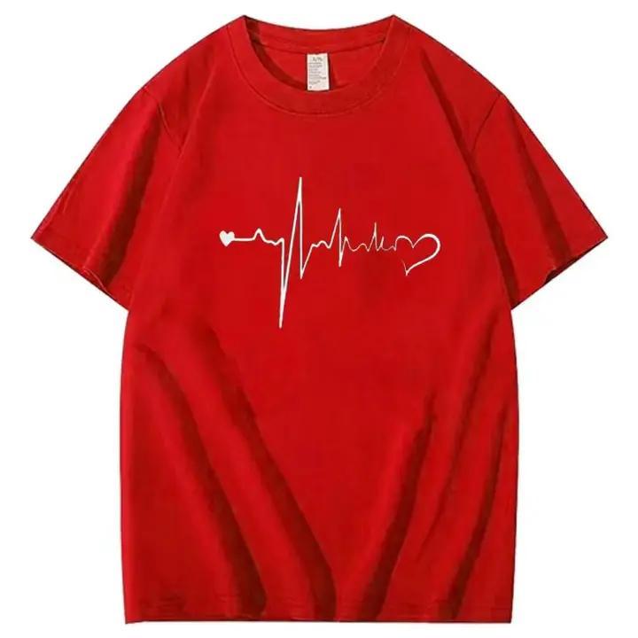 Heartbeat and Heart Line Minimalist Short-Sleeve T-Shirt