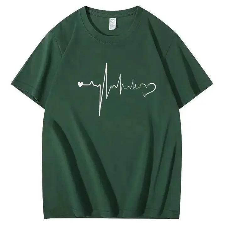 Heartbeat and Heart Line Minimalist Short-Sleeve T-Shirt