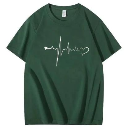 Heartbeat and Heart Line Minimalist Short-Sleeve T-Shirt