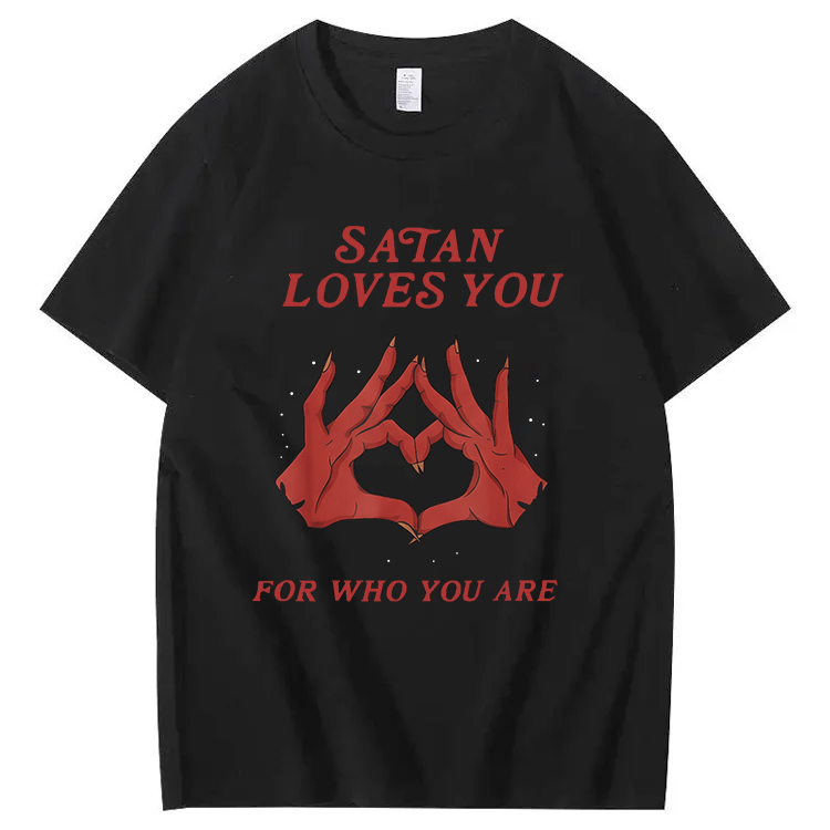"Satan Loves You"Retro Edgy T-Shirt