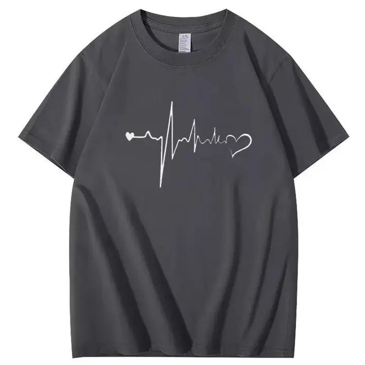Heartbeat and Heart Line Minimalist Short-Sleeve T-Shirt