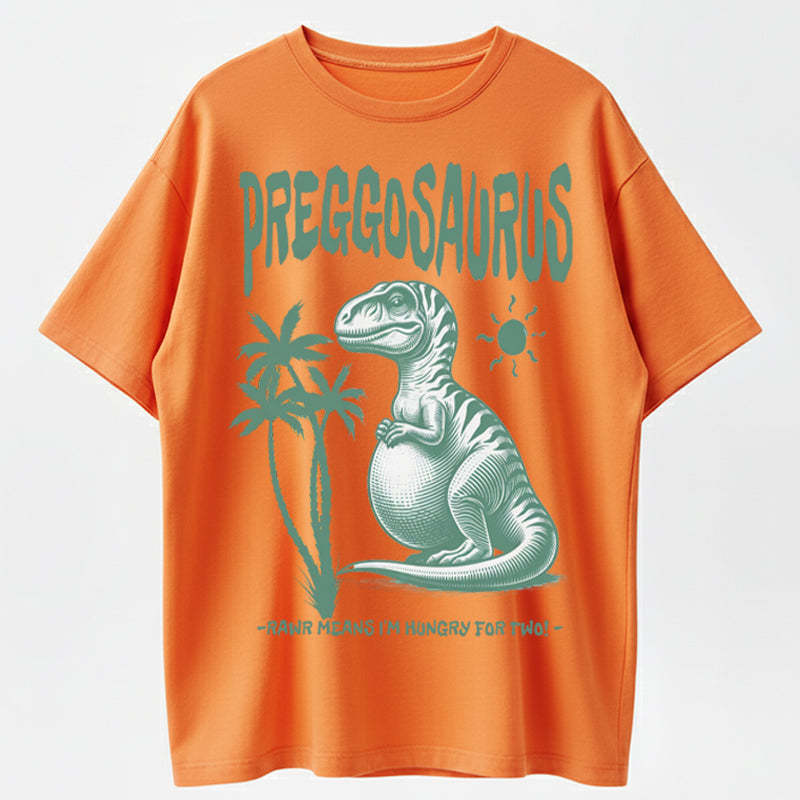 Preggosaurus Rawr Means I'm Hungry For Two Pregnancy Announcement Tee