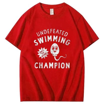 UNDEFEATED  SWIMMING  SINCE THE WOMB!  CHAMPION  T-shirt