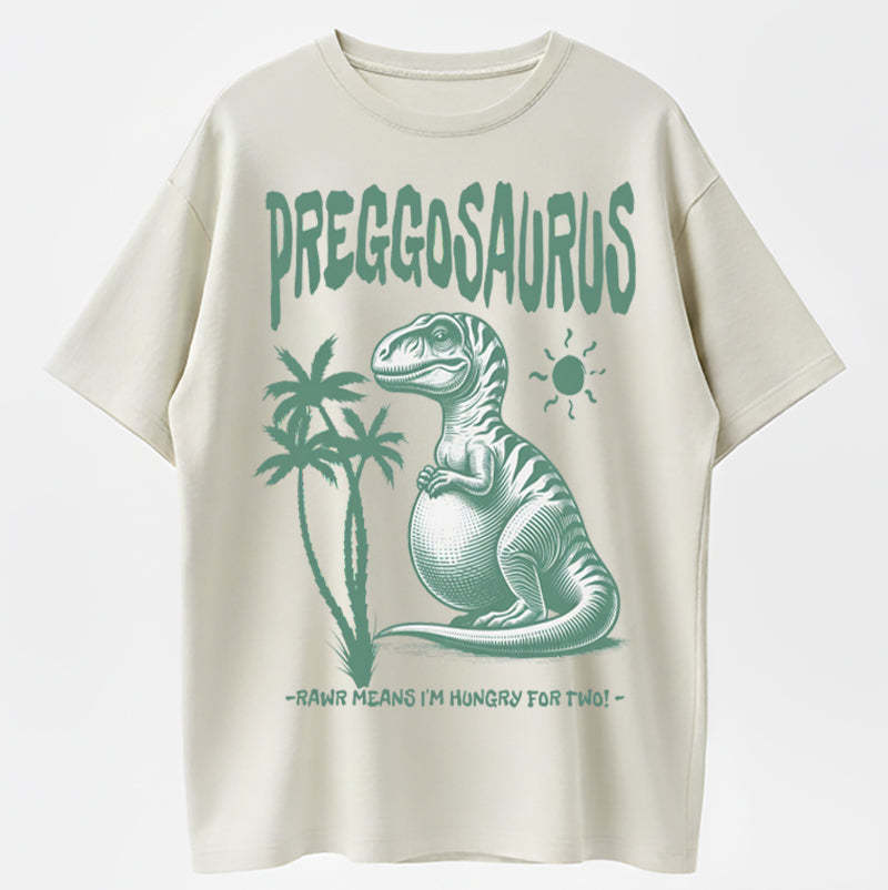 Preggosaurus Rawr Means I'm Hungry For Two Pregnancy Announcement Tee