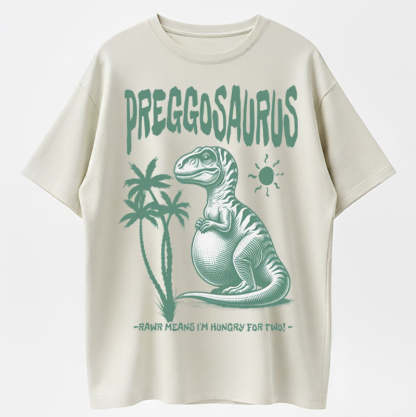 Preggosaurus Rawr Means I'm Hungry For Two Pregnancy Announcement Tee